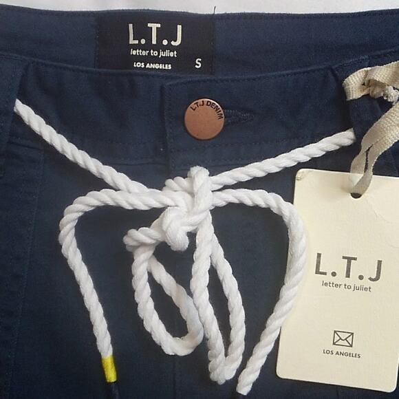 L.T.J. Letters to Juliet Navy High Waist Joggers Zip Cuff Rope Belt SZ S NWT - Picture 3 of 7
